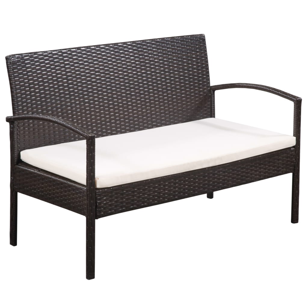 5-delige Loungeset met kussens poly rattan bruin is nu te koop bij PeponiXL, paradijselijk wonen!