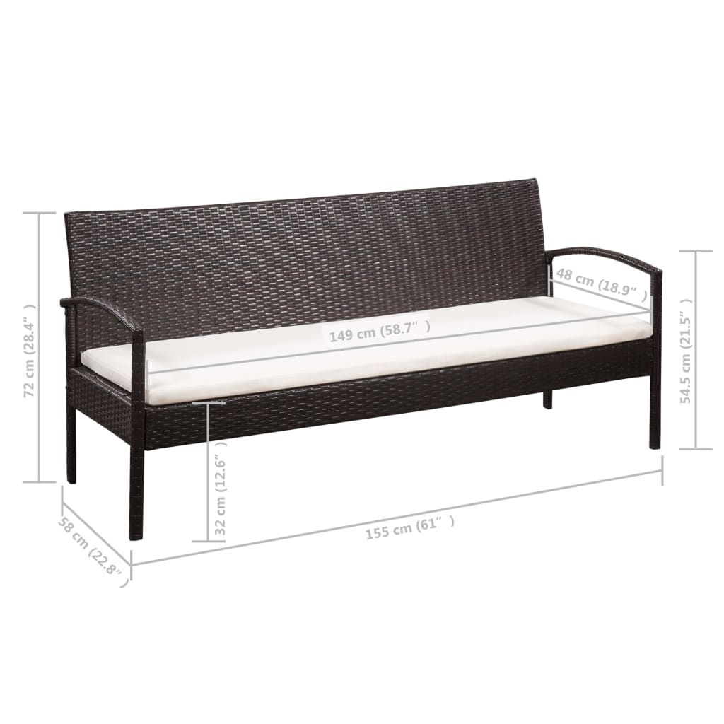 5-delige Loungeset met kussens poly rattan bruin is nu te koop bij PeponiXL, paradijselijk wonen!