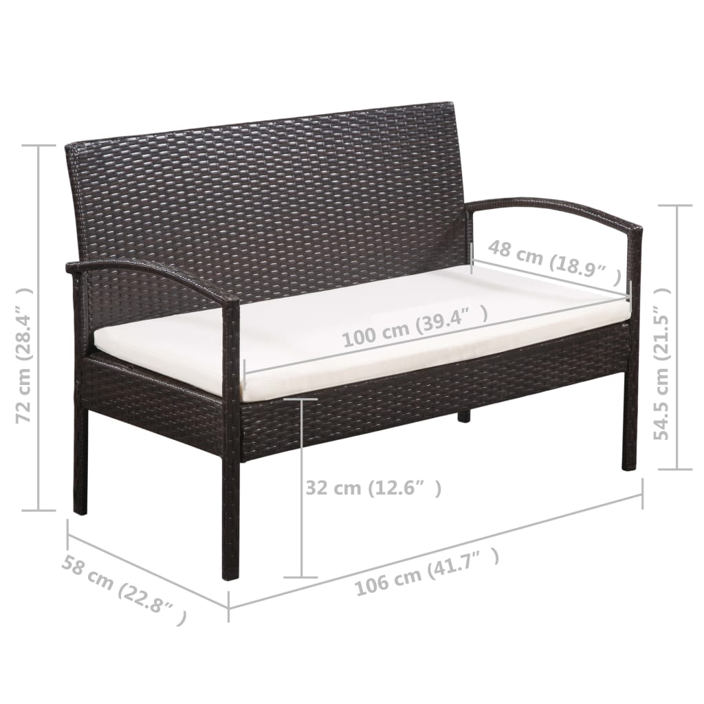 5-delige Loungeset met kussens poly rattan bruin is nu te koop bij PeponiXL, paradijselijk wonen!