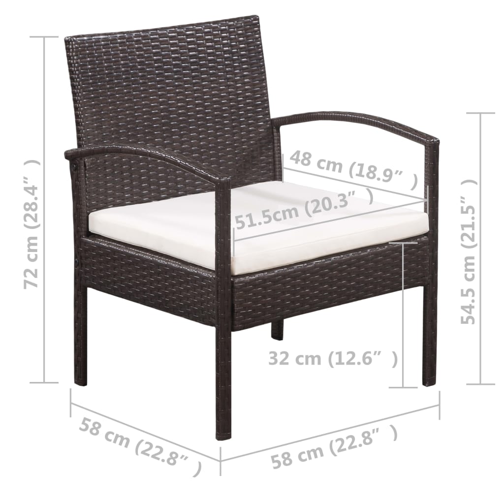 5-delige Loungeset met kussens poly rattan bruin is nu te koop bij PeponiXL, paradijselijk wonen!