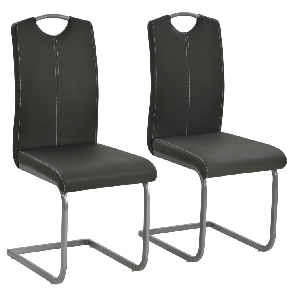 Eetkamerstoelen 2 st kunstleer grijs is nu te koop bij PeponiXL, paradijselijk wonen!