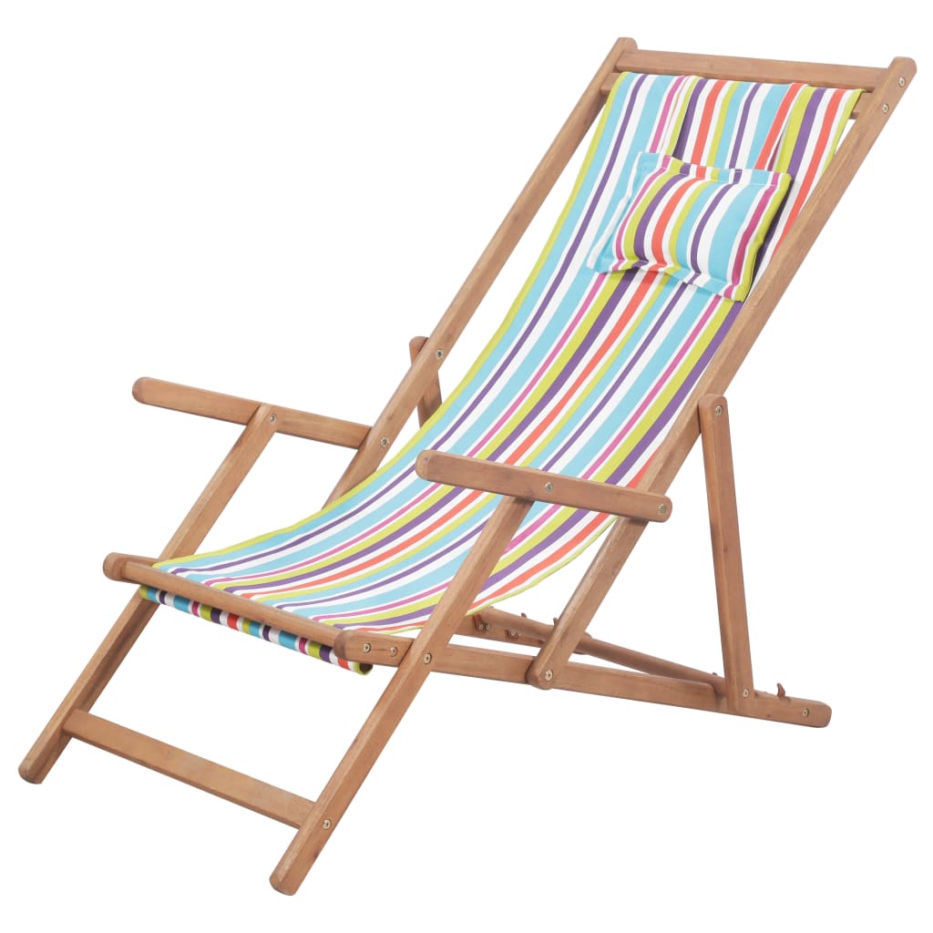 Strandstoel inklapbaar stof en houten frame meerkleurig is nu te koop bij PeponiXL, paradijselijk wonen!
