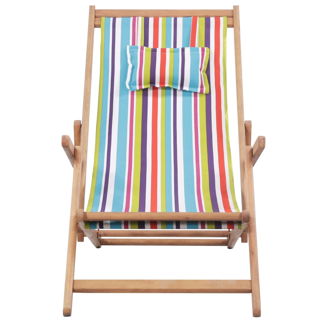 Strandstoel inklapbaar stof en houten frame meerkleurig is nu te koop bij PeponiXL, paradijselijk wonen!