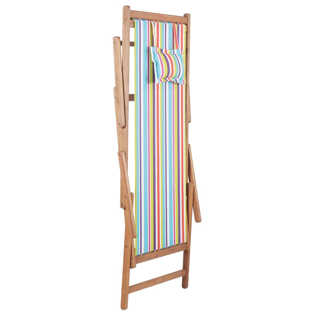 Strandstoel inklapbaar stof en houten frame meerkleurig is nu te koop bij PeponiXL, paradijselijk wonen!