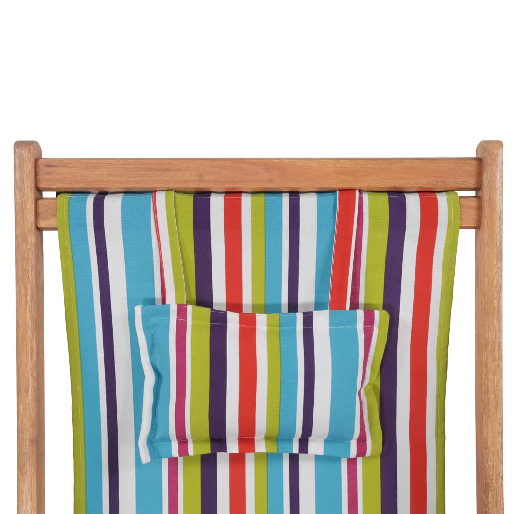 Strandstoel inklapbaar stof en houten frame meerkleurig is nu te koop bij PeponiXL, paradijselijk wonen!