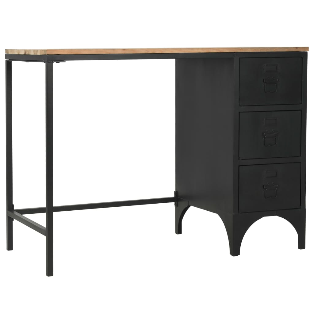Bureau 100x50x76 cm massief vurenhout en staal is nu te koop bij PeponiXL, paradijselijk wonen!
