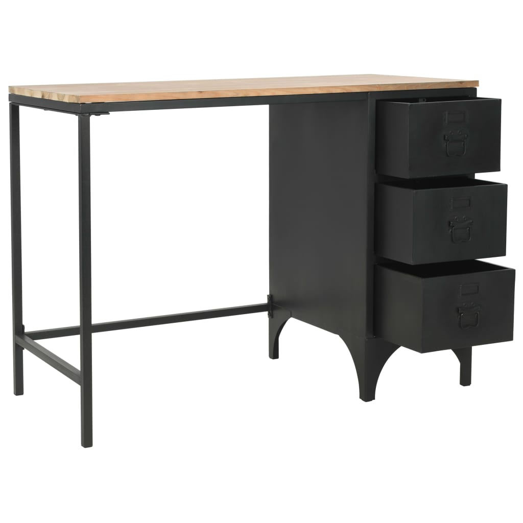 Bureau 100x50x76 cm massief vurenhout en staal is nu te koop bij PeponiXL, paradijselijk wonen!