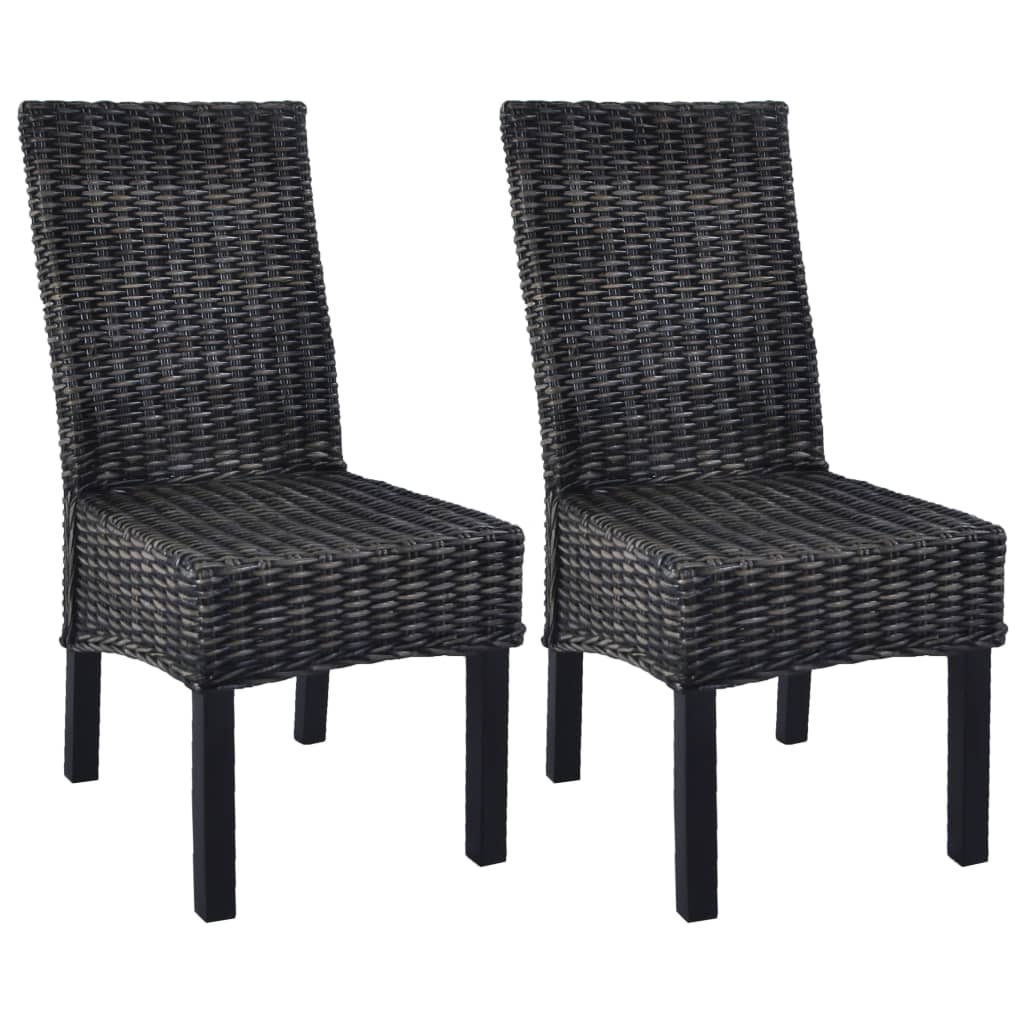 Eetkamerstoelen 2 st kubu rattan en mahoniehout zwart is nu te koop bij PeponiXL, paradijselijk wonen!