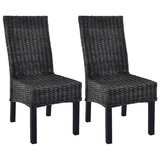 Eetkamerstoelen 2 st kubu rattan en mahoniehout zwart is nu te koop bij PeponiXL, paradijselijk wonen!