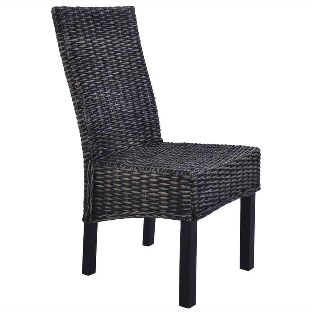 Eetkamerstoelen 2 st kubu rattan en mahoniehout zwart is nu te koop bij PeponiXL, paradijselijk wonen!