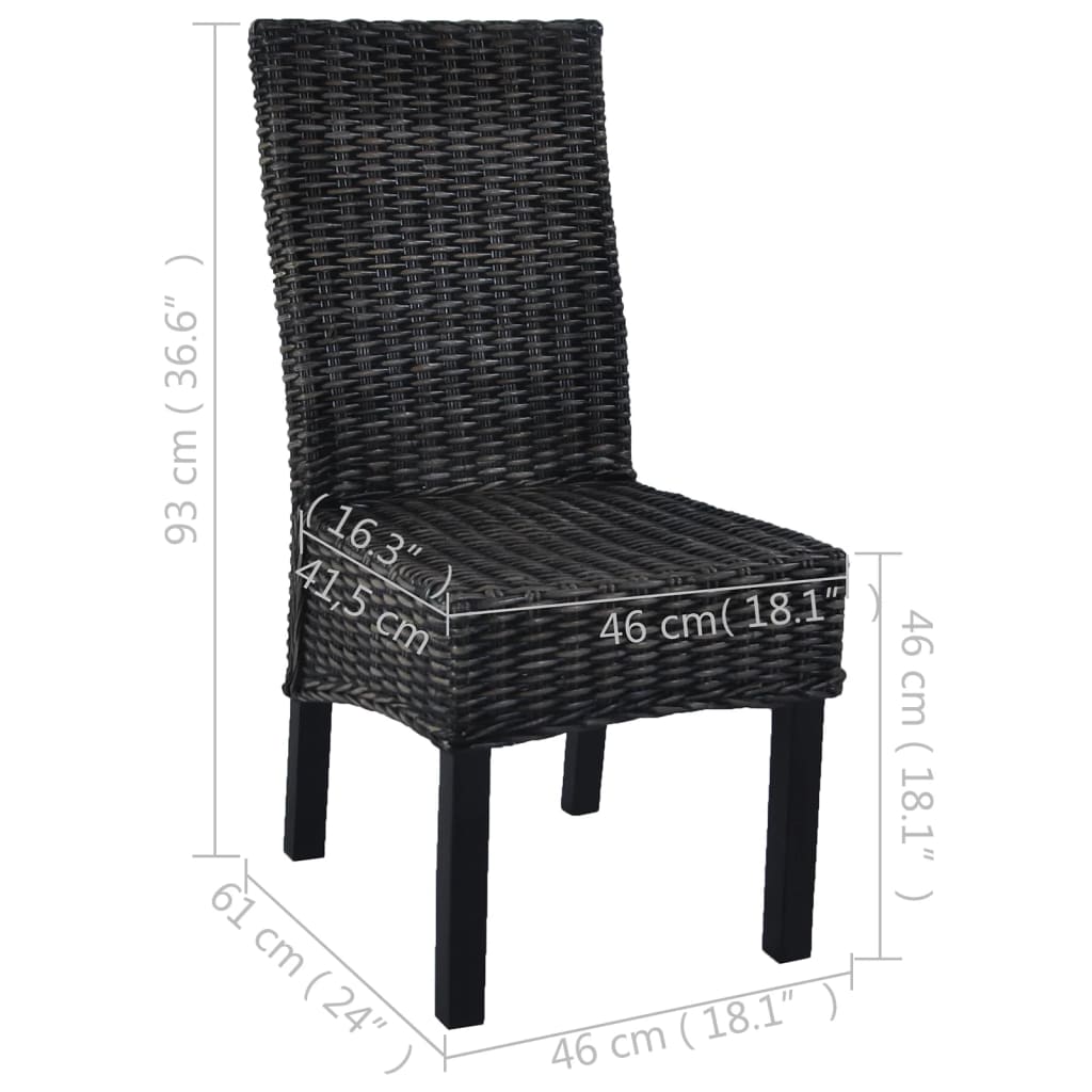 Eetkamerstoelen 2 st kubu rattan en mahoniehout zwart is nu te koop bij PeponiXL, paradijselijk wonen!