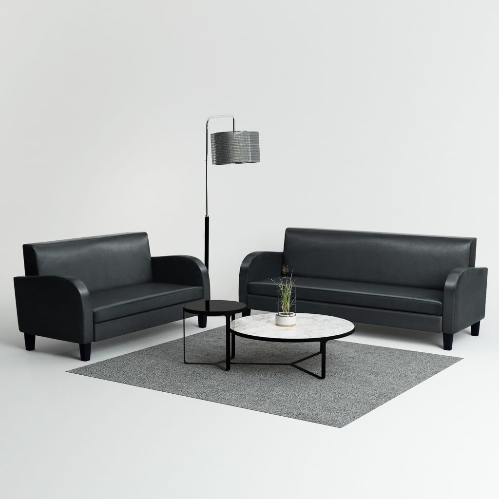 Bankstel kunstleer zwart 2-delig is nu te koop bij PeponiXL, paradijselijk wonen!
