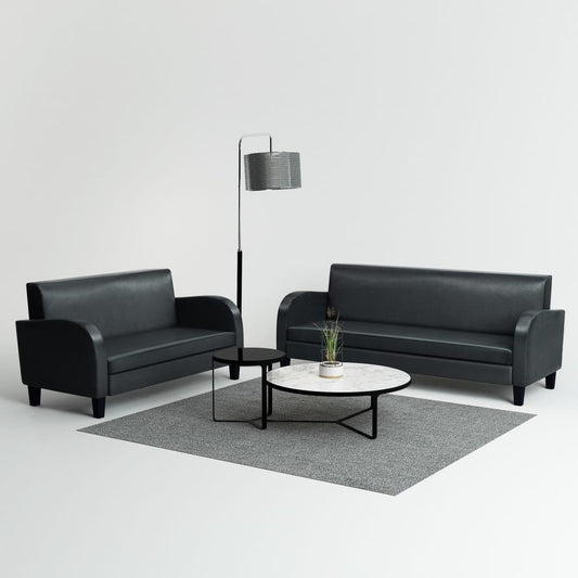 Bankstel kunstleer zwart 2-delig is nu te koop bij PeponiXL, paradijselijk wonen!