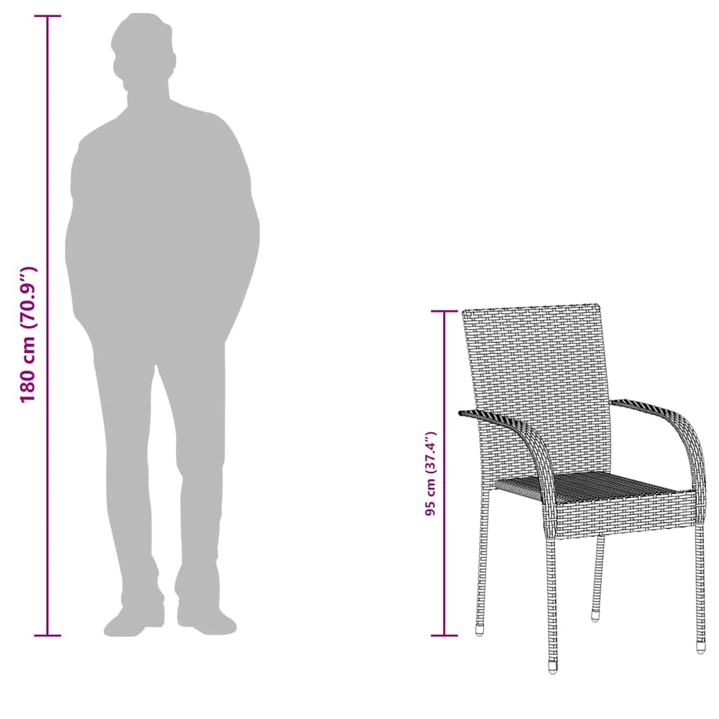 Tuinstoelen stapelbaar 2 st poly rattan zwart is nu te koop bij PeponiXL, paradijselijk wonen!