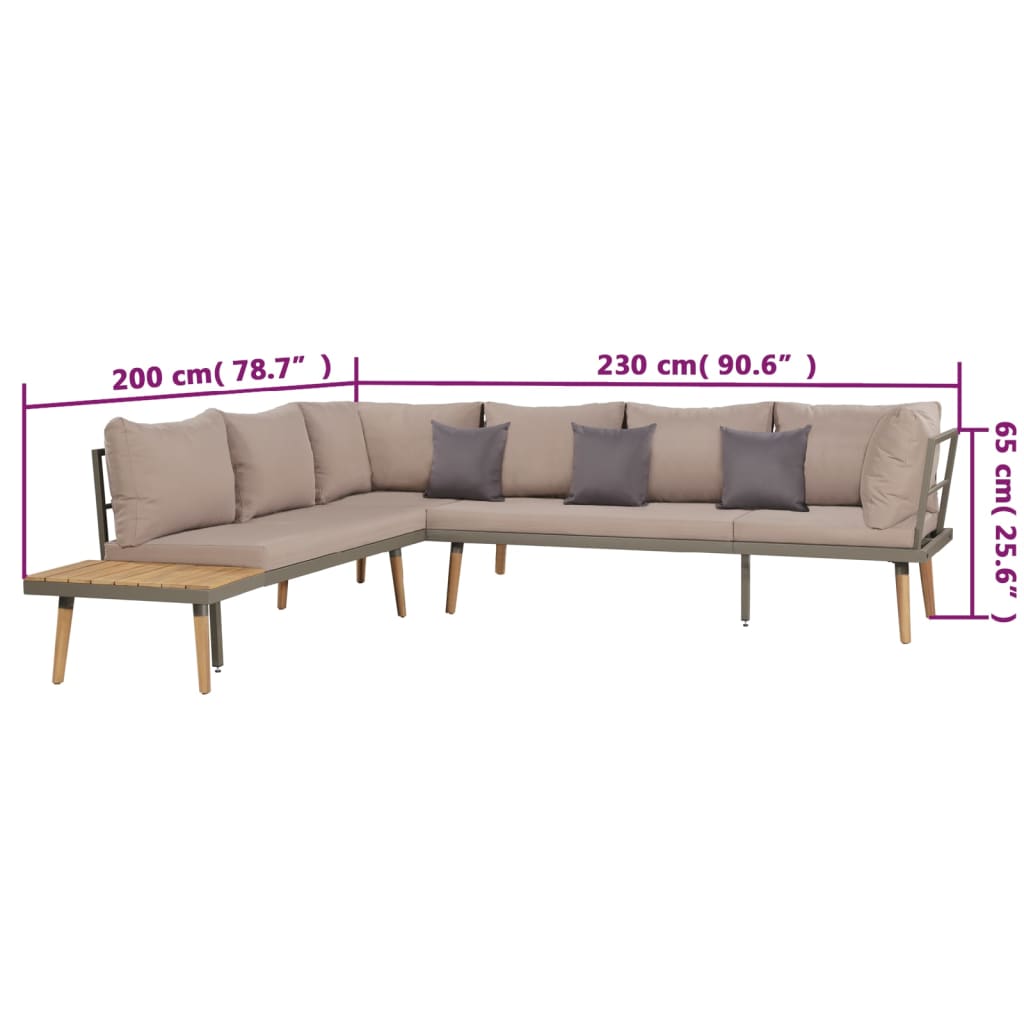 4-delige Loungeset met kussens massief acaciahout bruin is nu te koop bij PeponiXL, paradijselijk wonen!