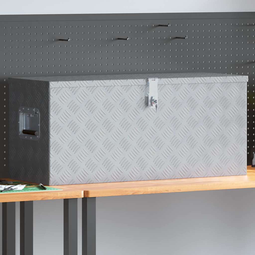 Opbergkist 90,5x35x40 cm aluminium zilverkleurig is nu te koop bij PeponiXL, paradijselijk wonen!