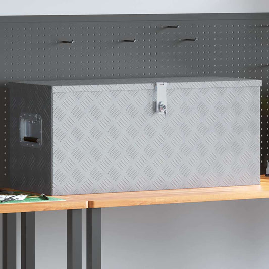 Opbergkist 90,5x35x40 cm aluminium zilverkleurig is nu te koop bij PeponiXL, paradijselijk wonen!