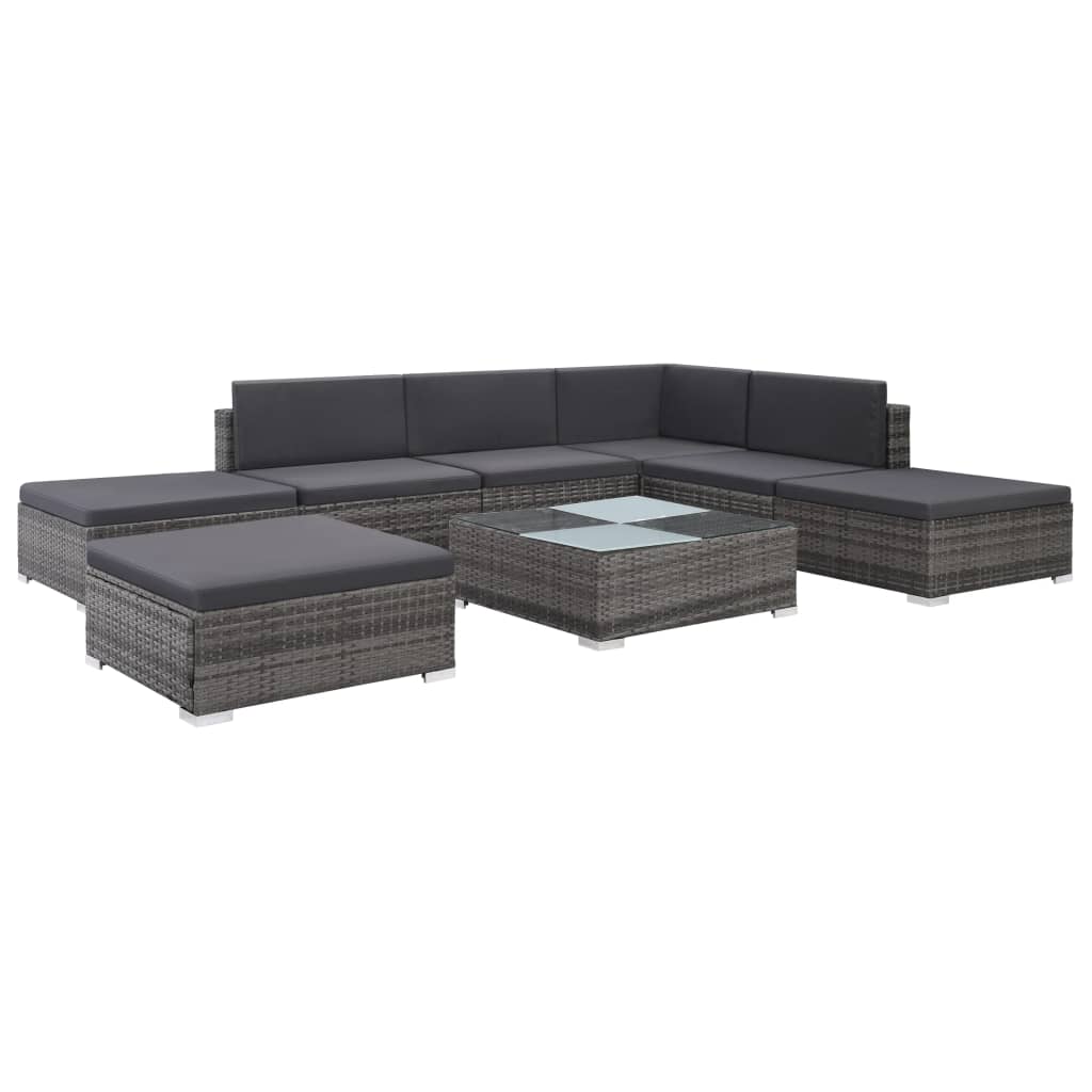 8-delige Loungeset met kussens poly rattan grijs is nu te koop bij PeponiXL, paradijselijk wonen!