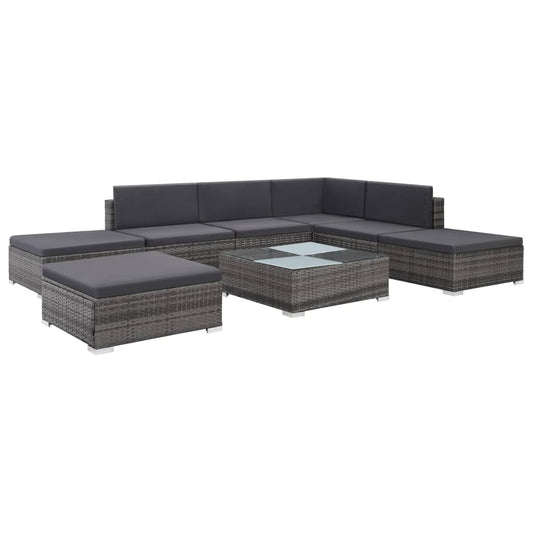 8-delige Loungeset met kussens poly rattan grijs is nu te koop bij PeponiXL, paradijselijk wonen!