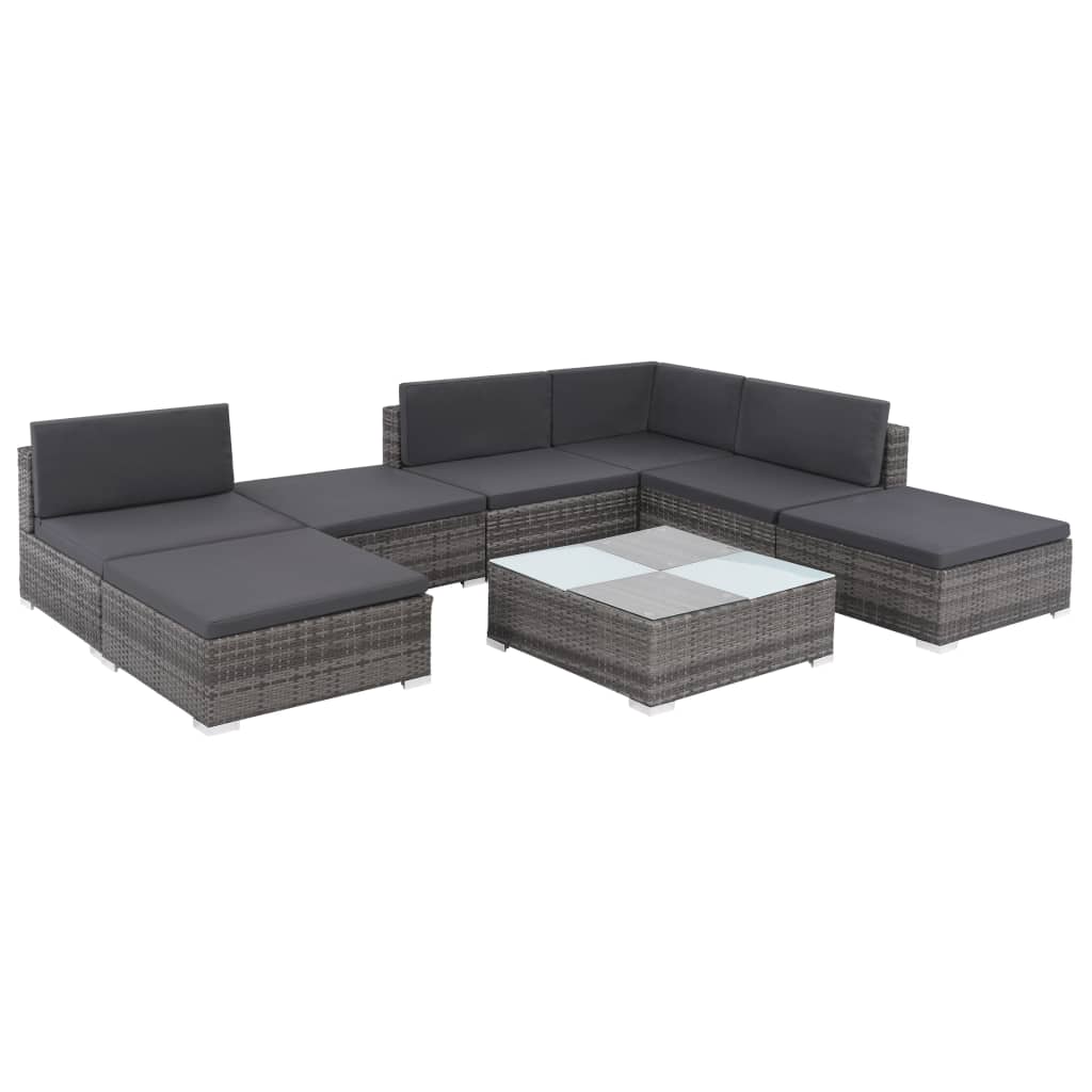 8-delige Loungeset met kussens poly rattan grijs is nu te koop bij PeponiXL, paradijselijk wonen!