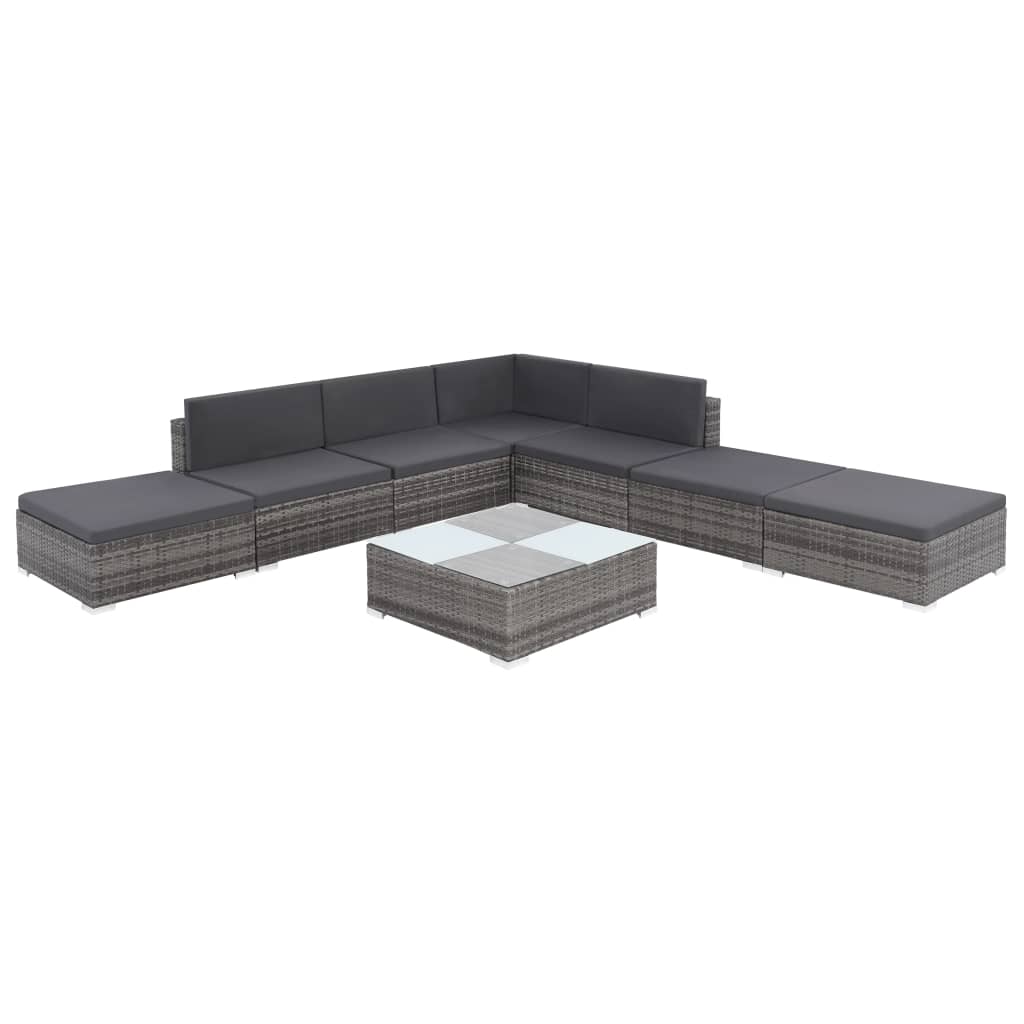 8-delige Loungeset met kussens poly rattan grijs is nu te koop bij PeponiXL, paradijselijk wonen!