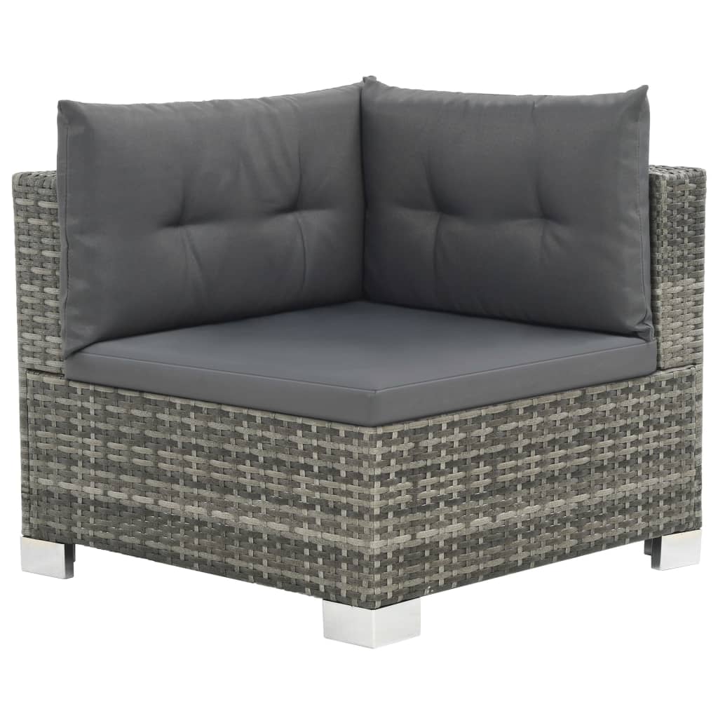 10-delige Loungeset met kussens poly rattan grijs is nu te koop bij PeponiXL, paradijselijk wonen!