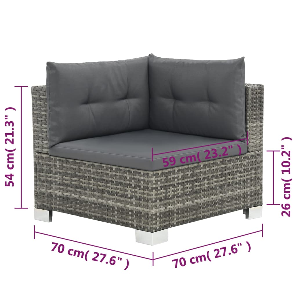 10-delige Loungeset met kussens poly rattan grijs is nu te koop bij PeponiXL, paradijselijk wonen!