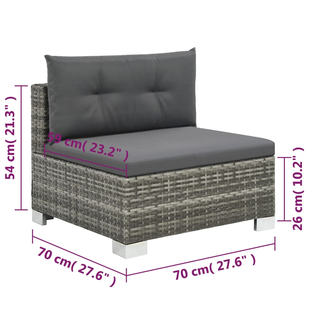 10-delige Loungeset met kussens poly rattan grijs is nu te koop bij PeponiXL, paradijselijk wonen!