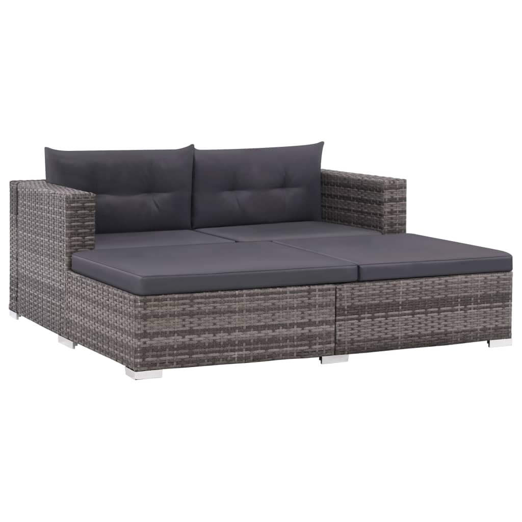 3-delige Loungeset met kussens poly rattan grijs is nu te koop bij PeponiXL, paradijselijk wonen!