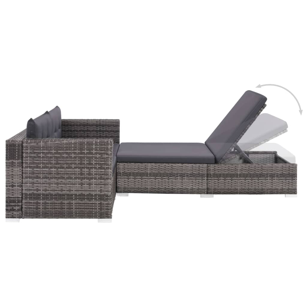 3-delige Loungeset met kussens poly rattan grijs is nu te koop bij PeponiXL, paradijselijk wonen!