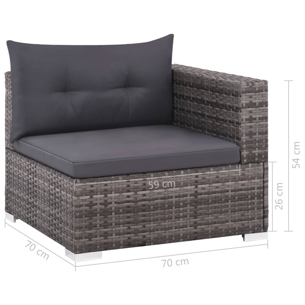 3-delige Loungeset met kussens poly rattan grijs is nu te koop bij PeponiXL, paradijselijk wonen!