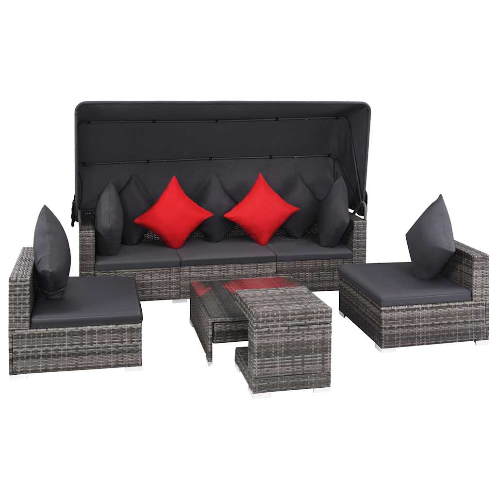 7-delige Loungeset met kussens poly rattan grijs is nu te koop bij PeponiXL, paradijselijk wonen!