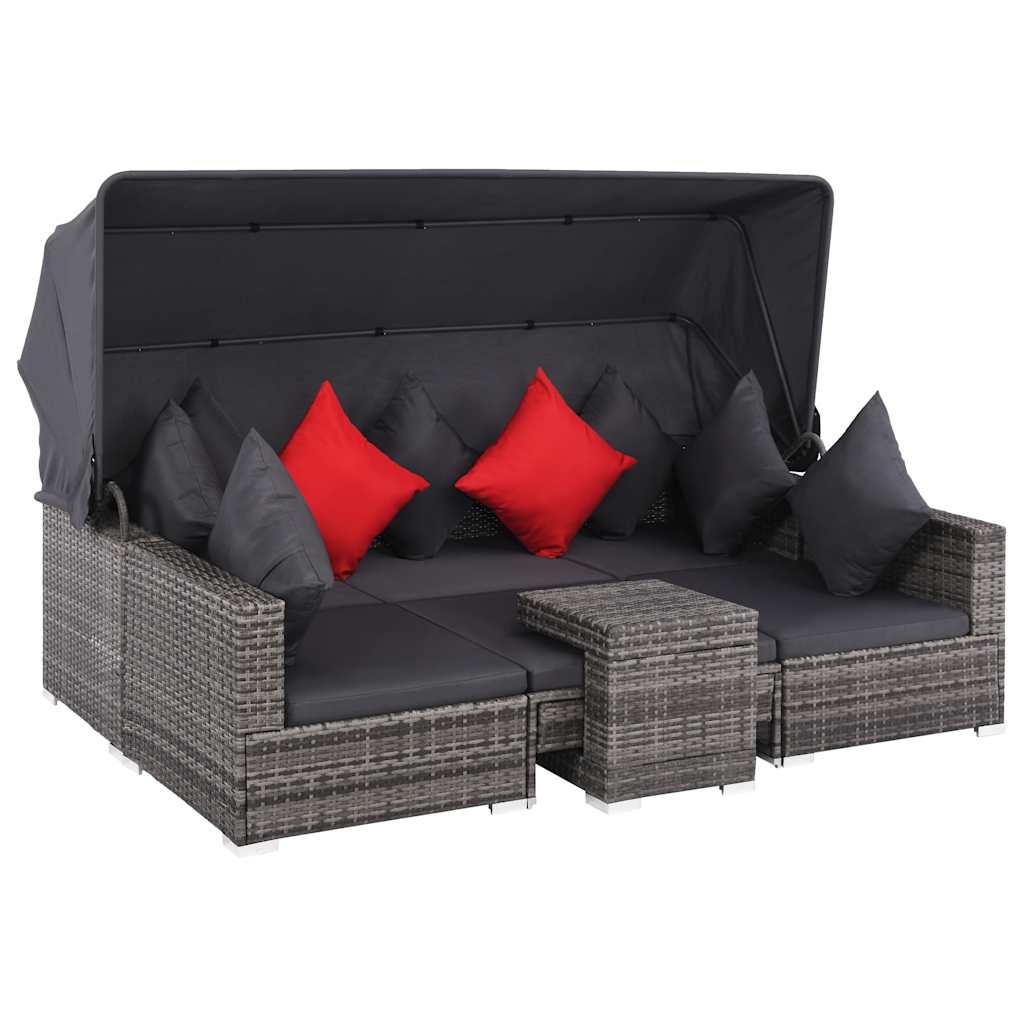 7-delige Loungeset met kussens poly rattan grijs is nu te koop bij PeponiXL, paradijselijk wonen!