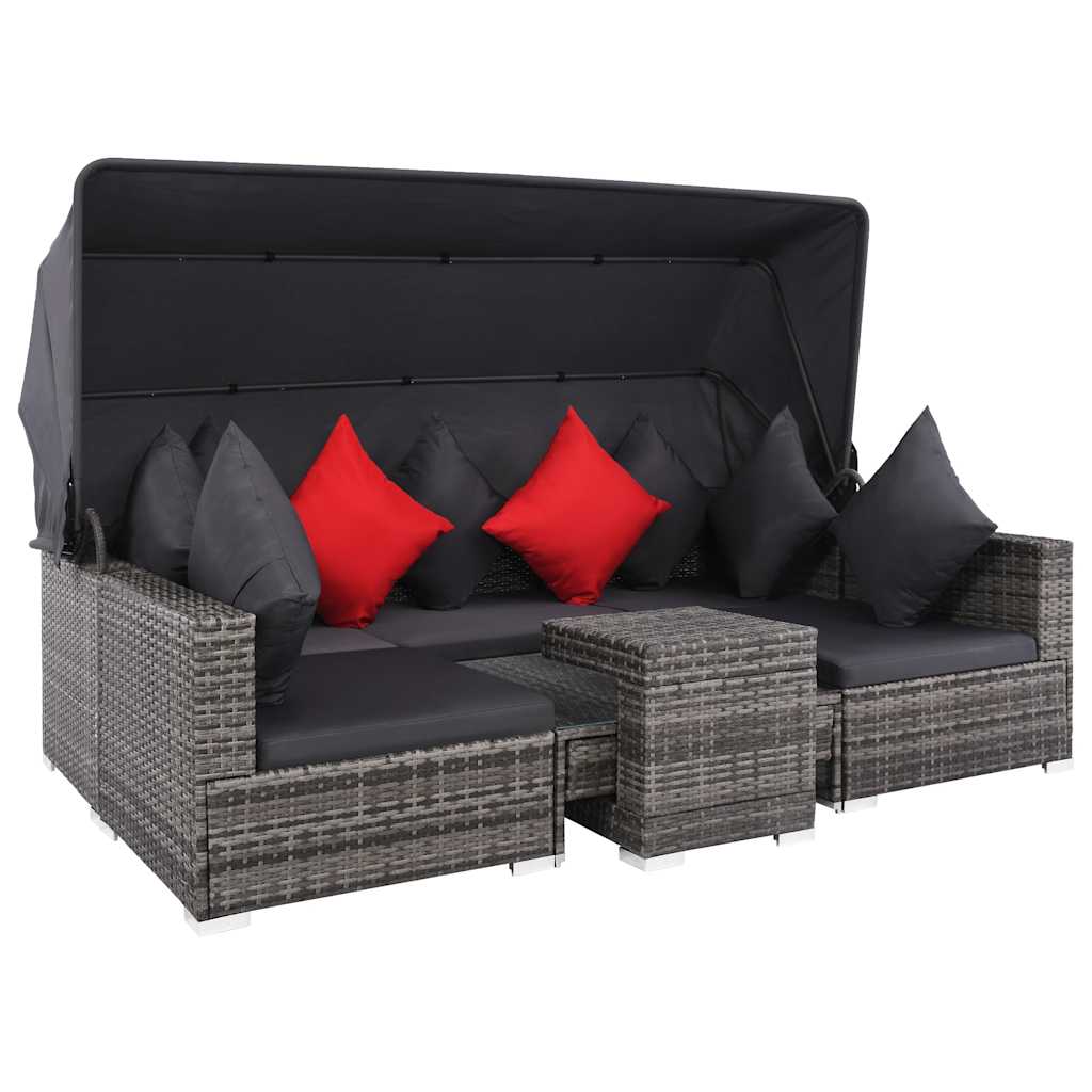 7-delige Loungeset met kussens poly rattan grijs is nu te koop bij PeponiXL, paradijselijk wonen!