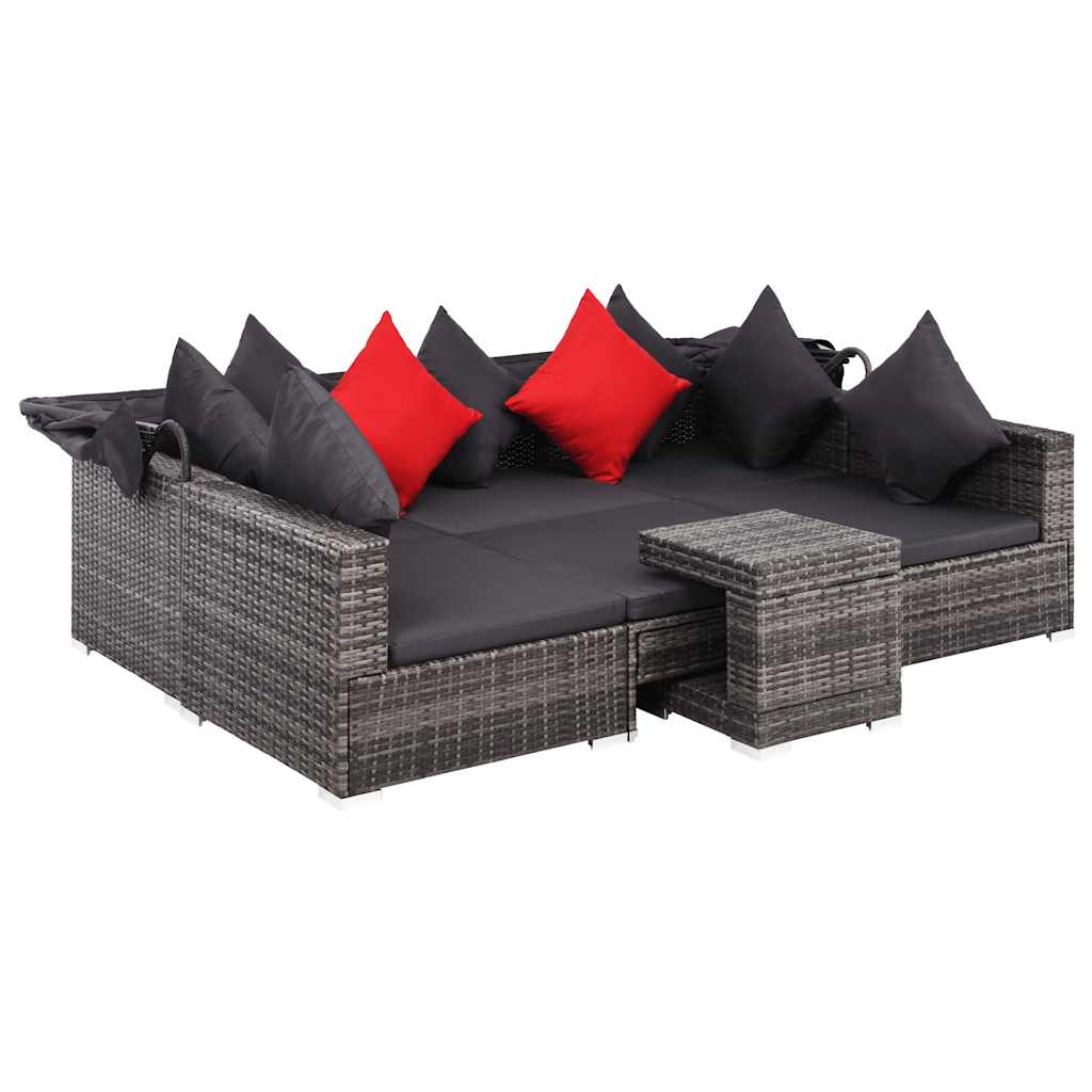 7-delige Loungeset met kussens poly rattan grijs is nu te koop bij PeponiXL, paradijselijk wonen!