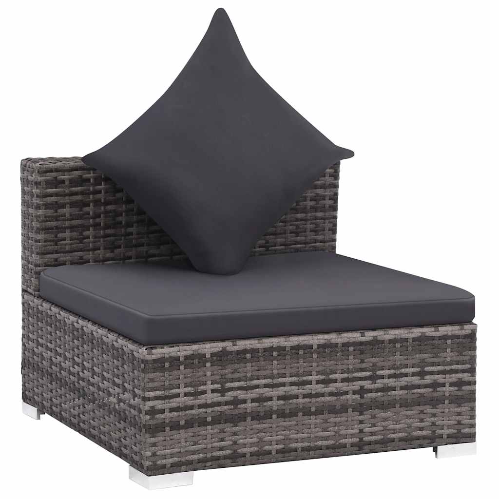 7-delige Loungeset met kussens poly rattan grijs is nu te koop bij PeponiXL, paradijselijk wonen!