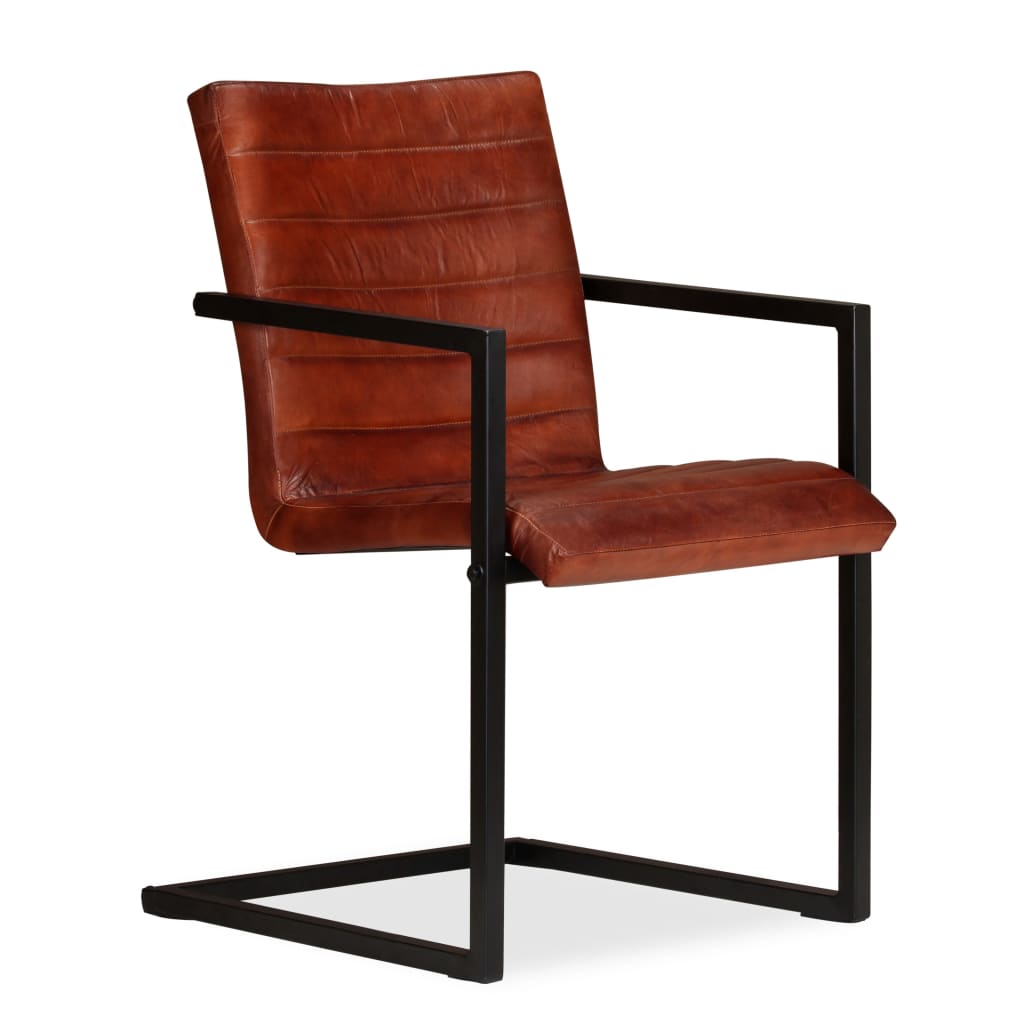 Eetkamerstoelen 6 st echt leer bruin is nu te koop bij PeponiXL, paradijselijk wonen!