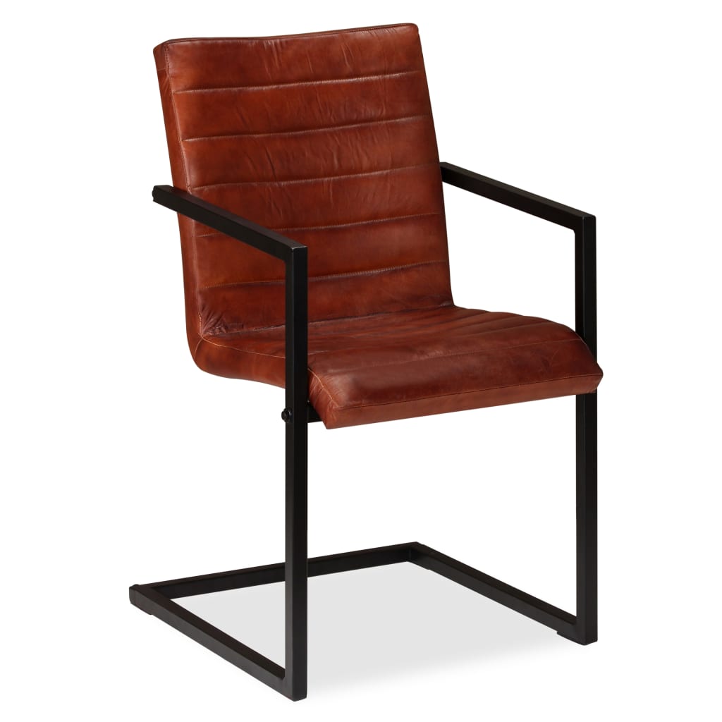 Eetkamerstoelen 6 st echt leer bruin is nu te koop bij PeponiXL, paradijselijk wonen!