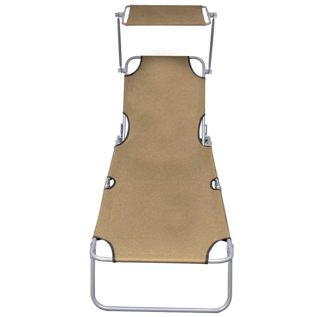 Ligbed met luifel inklapbaar staal taupe is nu te koop bij PeponiXL, paradijselijk wonen!