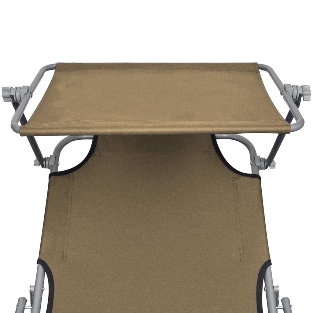 Ligbed met luifel inklapbaar staal taupe is nu te koop bij PeponiXL, paradijselijk wonen!