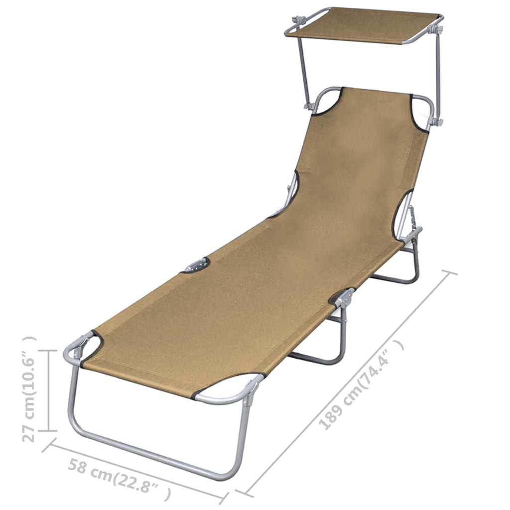 Ligbed met luifel inklapbaar staal taupe is nu te koop bij PeponiXL, paradijselijk wonen!