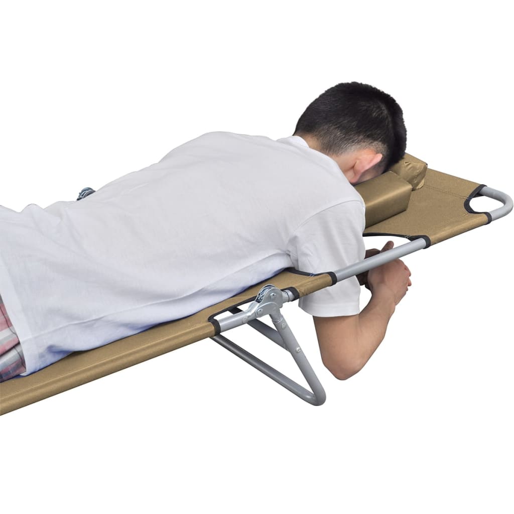 Ligbed met hoofdkussen verstelbaar en inklapbaar taupe is nu te koop bij PeponiXL, paradijselijk wonen!