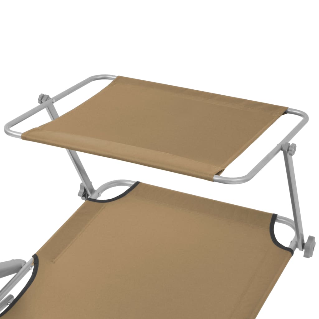 Ligbed met luifel inklapbaar staal taupe is nu te koop bij PeponiXL, paradijselijk wonen!