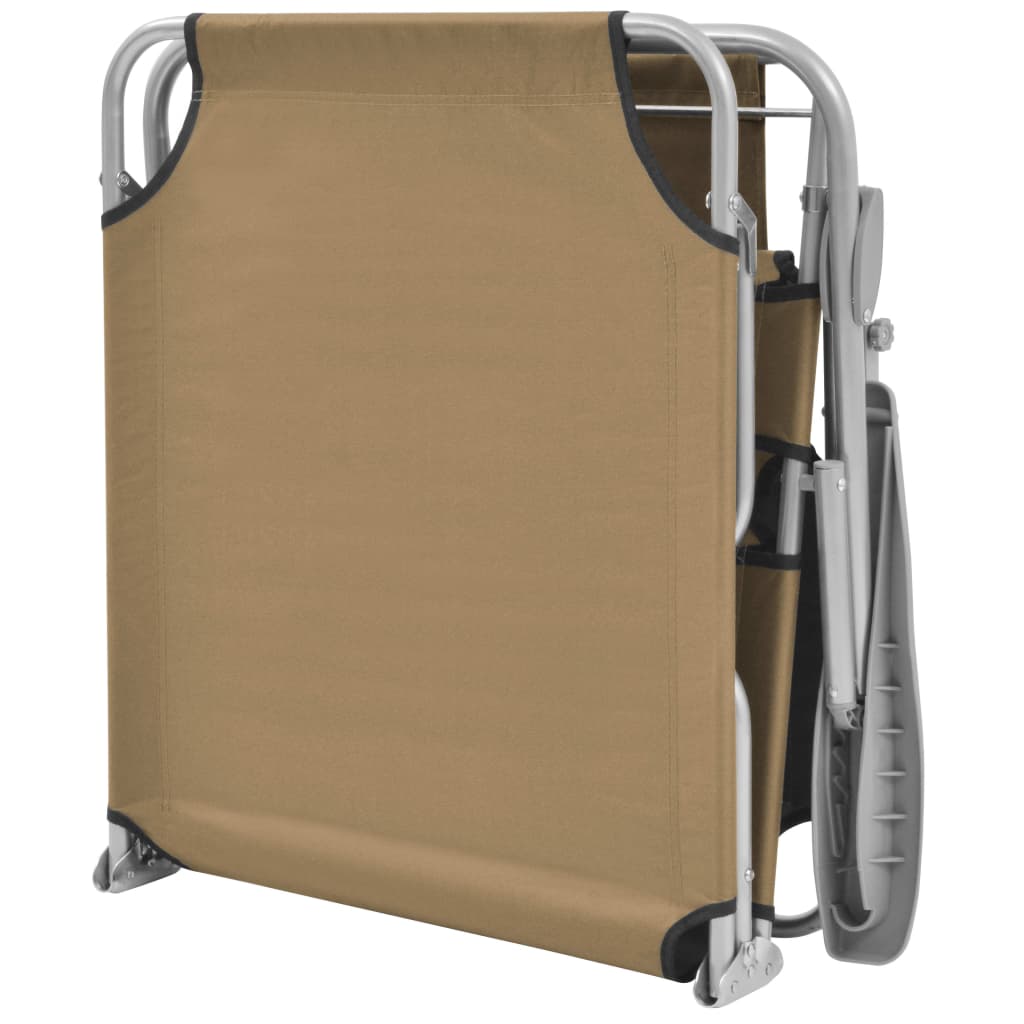 Ligbed met luifel inklapbaar staal taupe is nu te koop bij PeponiXL, paradijselijk wonen!