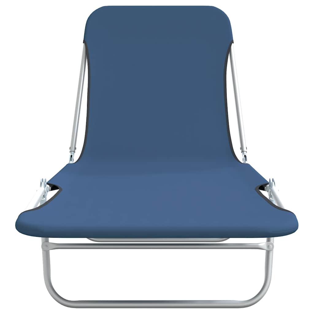 Ligbedden inklapbaar 2 st staal en stof blauw is nu te koop bij PeponiXL, paradijselijk wonen!