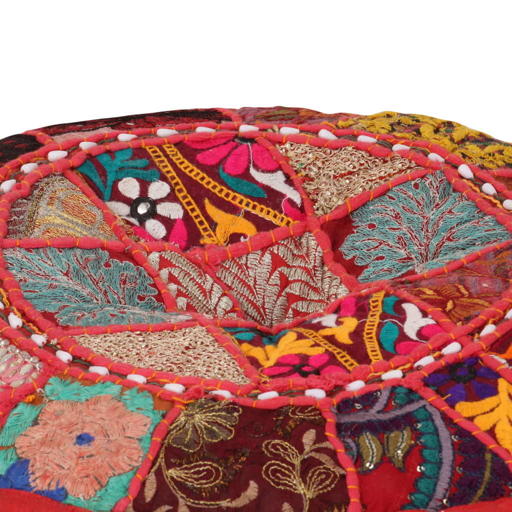 Poef patchwork rond handgemaakt 40x20 cm katoen rood is nu te koop bij PeponiXL, paradijselijk wonen!