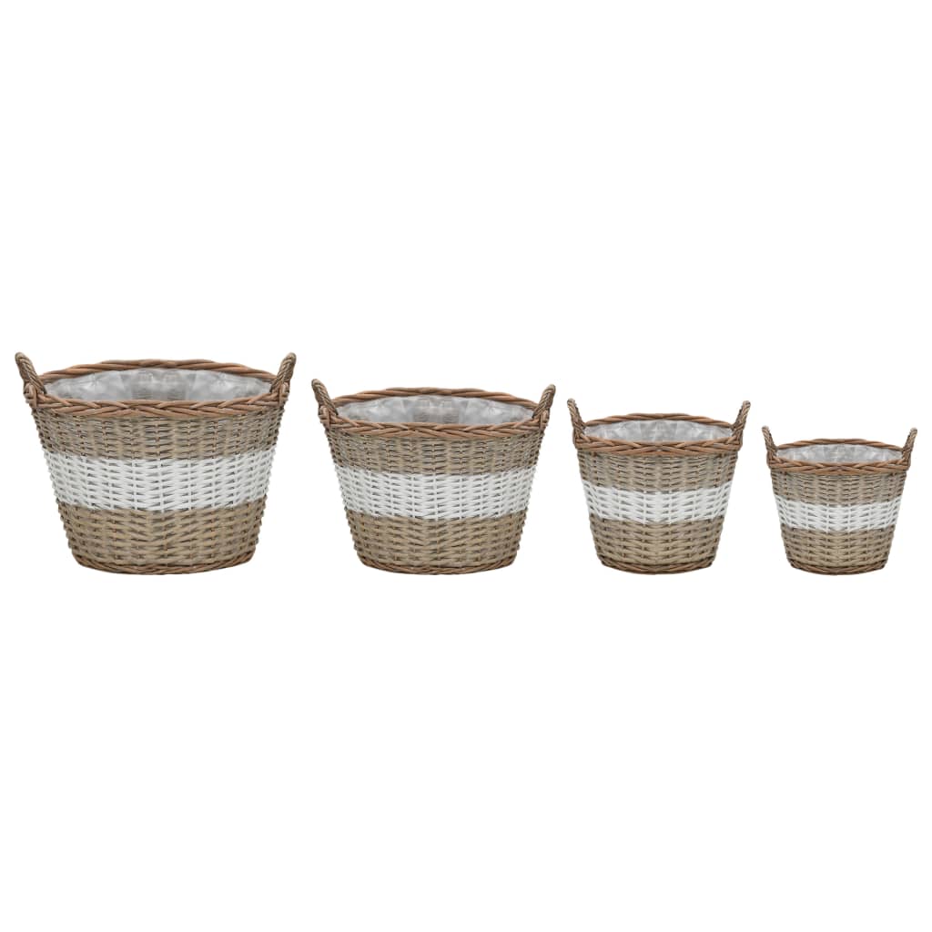 Plantenbakken verhoogd 4 st wicker met PE-voering is nu te koop bij PeponiXL, paradijselijk wonen!