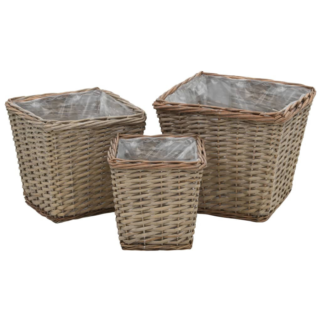 Plantenbakken verhoogd 3 st wicker met PE-voering is nu te koop bij PeponiXL, paradijselijk wonen!