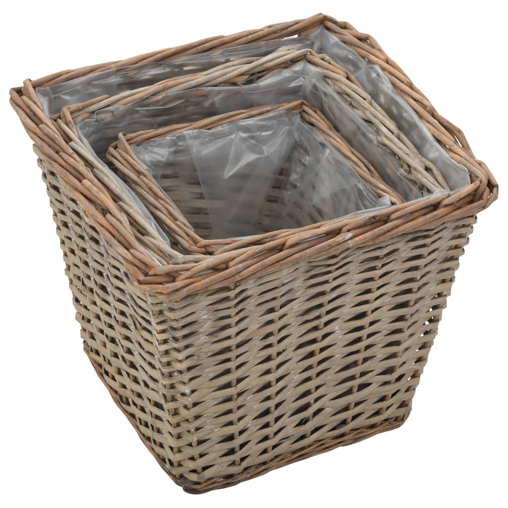 Plantenbakken verhoogd 3 st wicker met PE-voering is nu te koop bij PeponiXL, paradijselijk wonen!