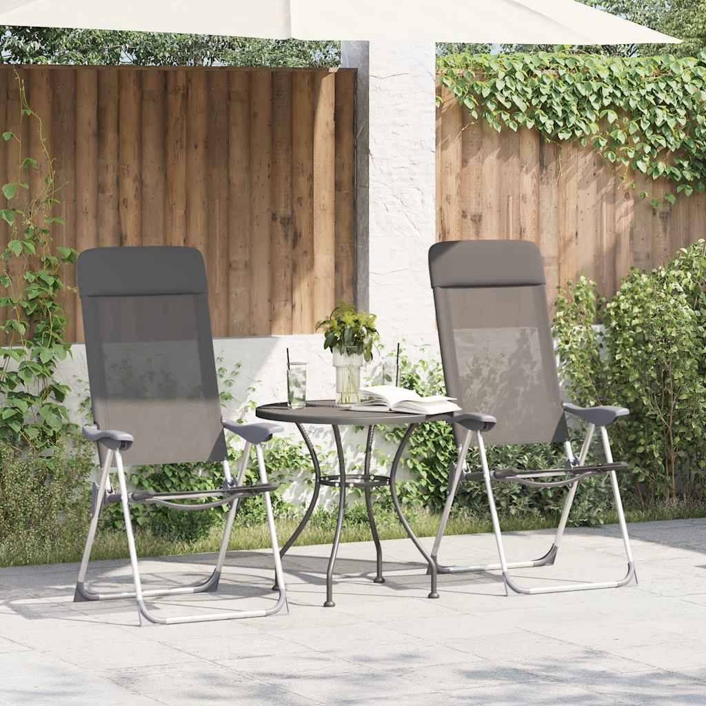 Campingstoelen 2 st inklapbaar aluminium grijs is nu te koop bij PeponiXL, paradijselijk wonen!